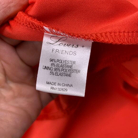 Lovers + Friends Dress Womens Small Coral Morning Light Ruffle Hem Mini Party - Picture 5 of 12